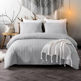 Seersucker Grey Savoy Dahlia Quilt / Doona / Duvet Cover set V745-AQ08380Q3