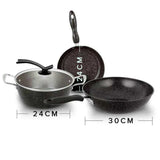 SOGA Ceramic Stone Coated Black 4pcs Pot & Pan Set - Cookware Induction Non Stick STONECOATEDPOTSETBLACK