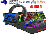 Gaming Keyboard & Mouse & Headset & Mousepad Set RGB Backlit Wired for PC Laptop V201-W11439577