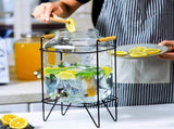 CARLA HOME 5L Glass Drink Dispenser with Metal Stand, Wide Mouth Beverage Jar & Stainless Steel Tap LSB-36369