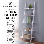 Sarantino Aster 5-Tier Ladder Shelf - White LDS-107-17-WH