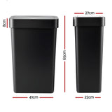 Artiss Rubbish Bin 50L Sensor Kitchen Automatic Motion Plastic Touchless Black WAB-SR-PL-50L-BK
