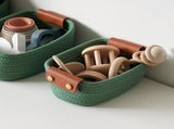 5-piece cotton rope storage basket set, cotton woven with leather handles, multiple sizes for V1232-MXBZSNK001