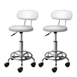 Artiss 2x Salon Stool Swivel Chair Backrest White SALON-B-4128-WHX2