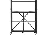 4-Tier Foldable Storage Shelf with Wheels, 66 cm W x 33 cm D x 117 cm H Folding Metal Rack Shelving V952-YDKZDHJHS4C1GV6EX001V0