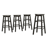 Artiss 4x Bar Stools Round Chairs Wooden Black BA-G-7033-BKX4