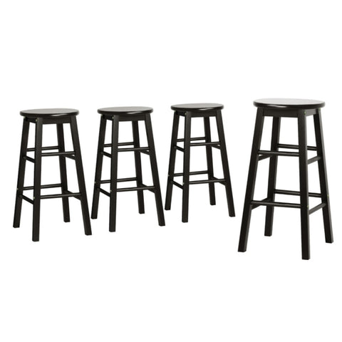 Artiss 4x Bar Stools Round Chairs Wooden Black BA-G-7033-BKX4