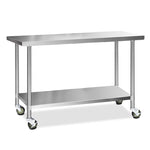 Cefito 1524x610mm Stainless Steel Kitchen Bench with Wheels 430 SSKB-430S-WHEEL-60