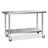 Cefito 1524x610mm Stainless Steel Kitchen Bench with Wheels 430 SSKB-430S-WHEEL-60