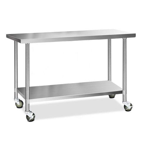 Cefito 1524x610mm Stainless Steel Kitchen Bench with Wheels 430 SSKB-430S-WHEEL-60