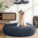 i.Pet Pet Bed Dog Cat 90cm Large Calming Soft Plush Bed Dark Grey PET-BED-D90-DKGR