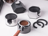 Dark Grey Round Professional Aluminum Espresso Tamping Station - Adjustable Portafilter Holder Stand V888-ELOSUNG23970
