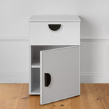 PORTO BEDSIDE TABLE - WHITE - SLIM - HALF MOON BLACK V164-ECS13WTB04B