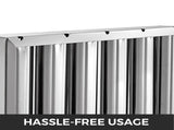 Pack of 6 Hood Filters 19.5W x 15.5H Inch, 430 Stainless Steel 5 Grooves Commercial Hood Filters, V952-YSFLQ6PCS5C20X16YV0