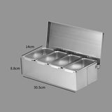 4 Compartment Stainless Steel Seasoning Box Trays, Keep Kitchen Organized, Versatile & Practical for V1192-AZ-W-16971