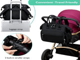 Convertible Diaper Bag - Wide Opening - 14 Pockets - Stylish - Baby Changing Bag - with Stroller V1188-ZXY-10415