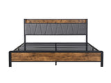 Levede Queen Bed Frame Tufted Headboard USB Charge BF1057-Q-DG