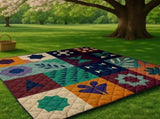 Extra-large 198.12x198.12 cm foldable picnic mat with portable rope. Soft padding design, floral and V1105-YAHWT-01