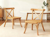 Artiss 2x Dining Chairs Rattan Wooden Kitchen Accent Chair Cafe Lounge Rubber Wood DINC-G-RA-NTX2