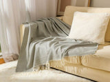 Grey Elegant Herringbone Tassel Throw Blanket - Large Acrylic Faux Cashmere Soft Cozy Blanket for V888-ELOSUNG32114