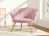 Artiss Armchair Velvet Dining Nursing Lounge Chair Metal Legs Pink UPHO-5002-VEL-PK