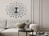 Silver Black Silver Wall Clock Sunburst Wall Clock Home Decor Clock Modern Wall Clock V1347-115-BLA-95045
