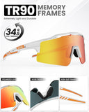OutdoorMaster Hawk II Polarized Sports Sunglasses for Men Women, TAC 100% UV400 Protection TR90 XFOM-CG-BKK75-WHOR