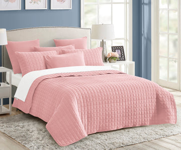 7 piece vintage stone wash comforter set queen nude pink V517-VSC7-QNP