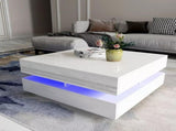 Modern Large High Gloss Coffee Table With LED Lights White V195-CT013-WH