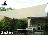 Wallaroo Waterproof 160GSM Outdoor Sun Shade Sail Canopy Cream Square 3 x 3m WPSS-3X3-160