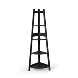 Levede 5 Tier Corner Shelf Wooden Storage Black BO1013-BK_NZ