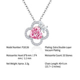Elegant Four-Leaf Clover Pendant Necklace with Genuine Moissanite, Featuring a Heart-Shaped Pink V1341-ZY-Q5SPNMGP-MOISSANITE-PREMIUMS925