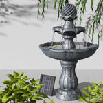 Gardeon Solar Water Feature 3-Tier Fountain with Pump Kit Bird Bath 93CM Black FOUNT-3LVL-BK