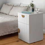 PORTO BEDSIDE TABLE - WHITE - VJ PANEL - HALF MOON BRASS V164-ECS13WVB04G