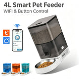 Smart Pet Feeder with WiFi and Button Control, 4L Automatic Cat and Dog Food Dispenser with V1341-ZY-68BVQU6H-GREY-BUTTONVERSION