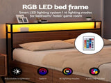 Artiss Metal Bed Frame Queen Size with 2-Tier Storage Headboard Metal Platform with 4 Storage MBED-C-SKY-Q-BK-ABC