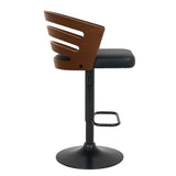 Sarantino Set of 3 Bentwood Walnut Barstool Leather Seat and Metal Base BAR-MLM-081-3