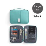 3-pack Large size Blue Travel Document Organiser - Waterproof Oxford Cloth Passport Holder With V888-ELOSUNG56123-2