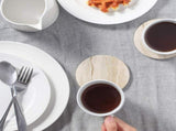 6 Pcs Black Marble Style Ceramic Drink Coasters Set with Holder, Absorbent Stone Coasters for V1366-AZ2-W-18275