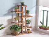 Fin Xxl Carbonized Wood Plant Stand 11 Pots Bonsai Display Shelf Flower Rack Corner V767-XJJ788