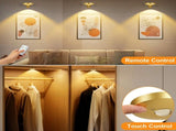 Rechargeable Picture Lights, 6 Pack Gold Wireless Art Lights with Remote and Touch Control, 3 Colour V1171-CC-BOM001350