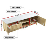 Artiss TV Unit Entertainment Unit Storage Drawer Shelf 150cm Pine FUR-Z-TV150-WHWD-AB