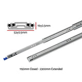 Giantz 2x Drawer Slides Heavy Duty Full Extension Locking 1150-2300mm Length DS-53MM-1150-SI