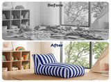 Artiss Outdoor Bean Bag Chair Cover Splash-Proof Beanbag Lounge Sofacover Stuffed Animal BD-COVER-LOUNGE-BLWH