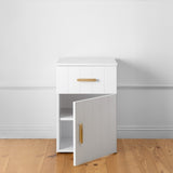 PORTO BEDSIDE TABLE - WHITE - VJ PANEL - OVAL BRASS V164-ECS13WVB05G