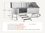 Stainless Steel Dog Washing Station, 157.48 cm Pet Grooming Tub w/ Stairs, PE Water Filter Board, V952-BXGCWYG62CSLV4J32V0