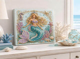 Pearl Art Kits Decor, Mermaid Princess DIY Diamond Art Kit, 11.8 x 15.7 Inch Pearl Art Craft for V1192-AZ-W-34217