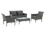 Gardeon 4-Piece Outdoor Sofa Set Rattan Furniture with Two Pillows Grey ODF-C-PATIO-17007-DR
