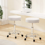 Artiss 2x Salon Stool Round Swivel Chair White SALON-B-RD-WHX2