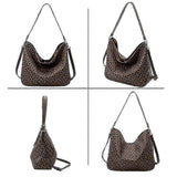 Women's Plaid Tote Bag PU Leather Shoulder Bag Underarm Bucket Bag with Wallet V1263-JX-3485